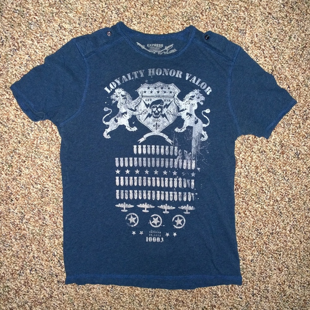 Men's EXPRESS Military-Style Epaulette Tee-Shirt